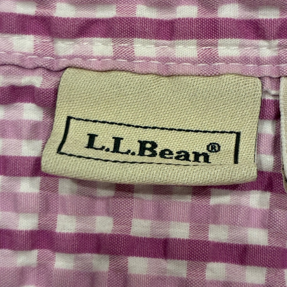 L.L. Bean Women's Purple Checkered Button Down Shirt - Picture 5 of 8